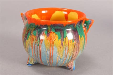 Colorful Delicia Pottery Jar with Drip Glaze and Angled Handles - Cliff, Clarice - Ceramics