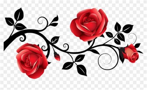 Find hd Free Png Download Red And Black Decorative Roses Clipart - Red ...