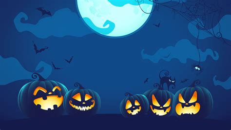 #halloween #cartoon #nigh #darkness #blue #bats #pumpkin #pumpkins 8k uhd halloween night #8K #w ...