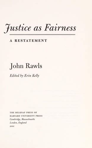 Justice as fairness by John Rawls | Open Library