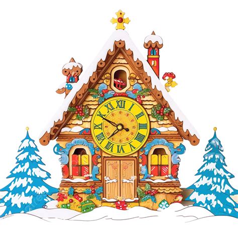 Christmas Toy Cuckoo Clock With A Colorfully Decorated Log House In A ...