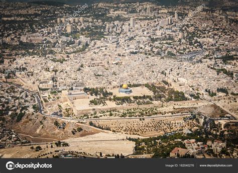 Temple Mount and the Old city of Jerusalem aerial view stock image ...