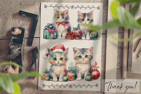 Watercolor Christmas Cats - Design Cuts