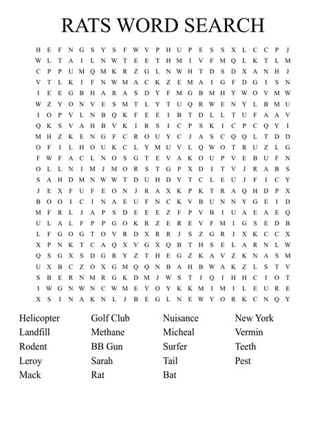 RATS WORD SEARCH - WordMint