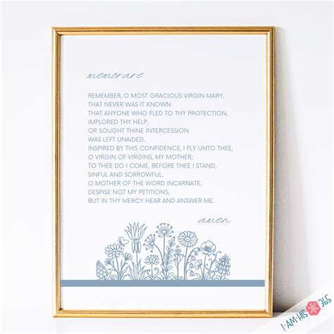 Memorare Prayer Print - Catholic Prayer Print, Printable Catholic ...