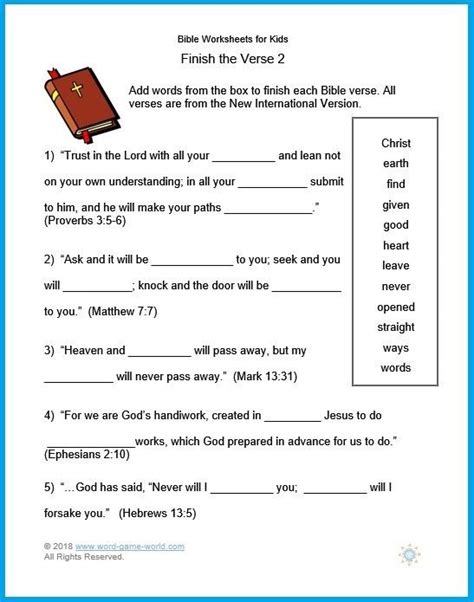 Free Bible Worksheets For Kids - Worksheets Master