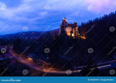 Bran Castle with Lights at Night in Romania Stock Image - Image of defense, palace: 42628149