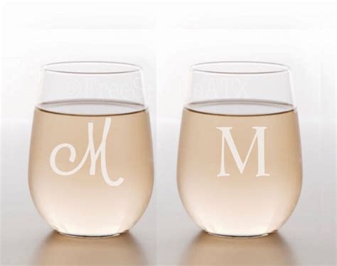 Monogram Etched Custom Wine Glasses | Etsy