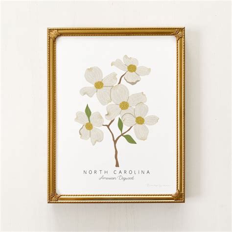 North Carolina State Flower Print CUSTOMIZABLE Flowering Dogwood Print ...