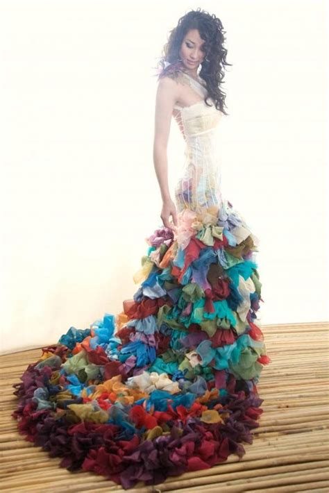 Rainbow Wedding Dress, Colorful 100% Silk, Boho Wedding Gown, Ombre ...