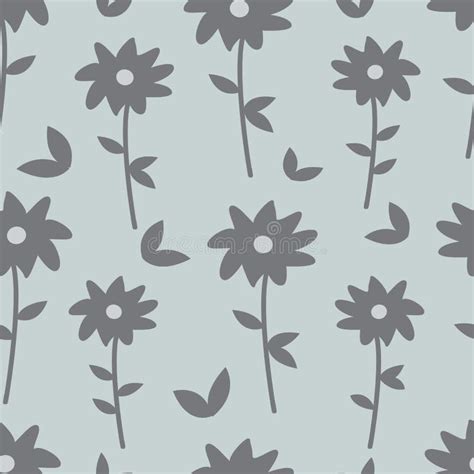 Vector Gray and Blue Floral Seamless Pattern Background. Stock Vector - Illustration of seamless ...