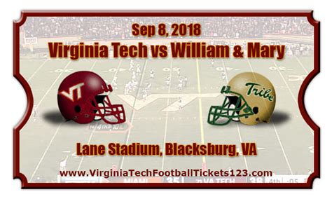 Virginia Tech Hokies vs William & Mary Tribe Football Tickets | Sep 8, 2018