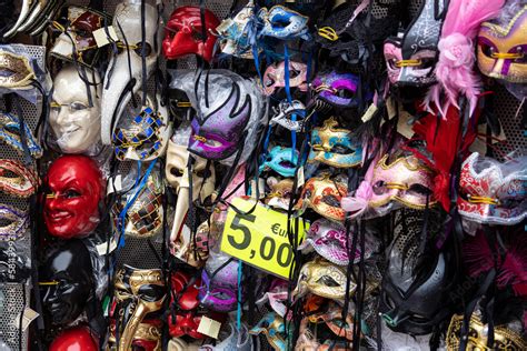 Venice carnival masks outside the souvenir store during 2023 carnival Stock Photo | Adobe Stock