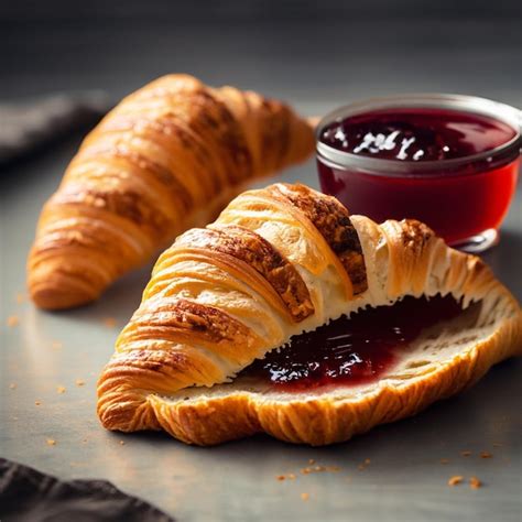 Premium AI Image | Croissant with jam