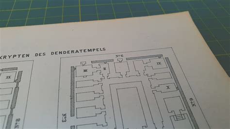 1913 Vintage Plan of Dendera Temple Crypts