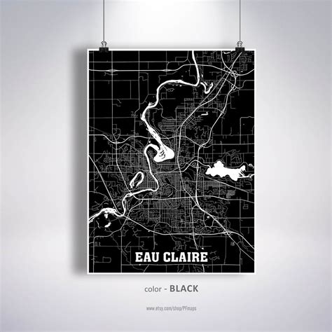 Eau Claire Map Print Eau Claire City Map Wisconsin WI USA | Etsy