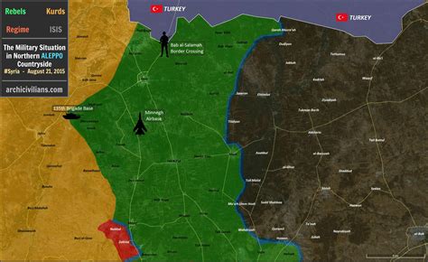 Aleppo - MAP - Military Situation in Northern Aleppo Countryside, August 21st, 2015 : syriancivilwar