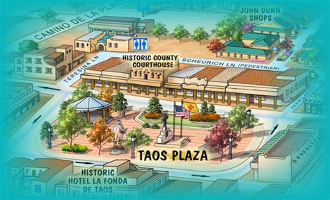 Map of Taos Plaza | Tao, Historic hotels, Historical landmarks