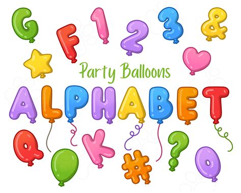 Alphabet Balloons Bright Clip Art Images Digital Download - Etsy