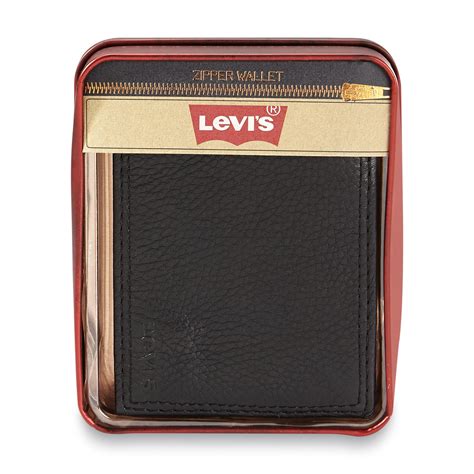 Levi's Men's Leather Trifold Wallet with Zipper Pocket