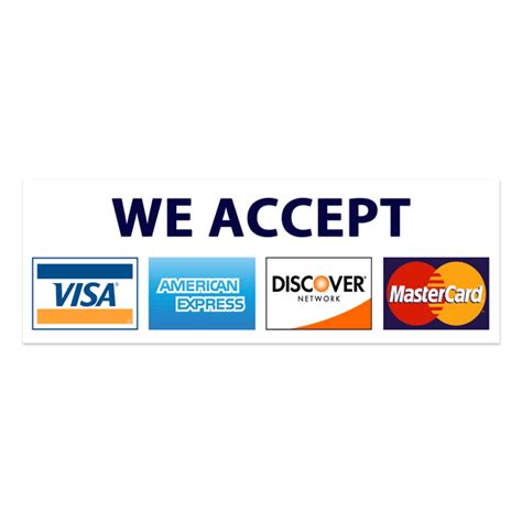 We Accept Credit Cards AmEx Visa MasterCard Discover Decals Sticker ...