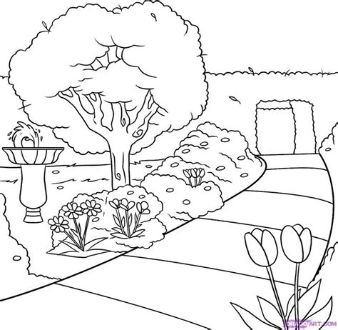 how to draw a garden step 6 | Drawings, How to make drawing, Flower garden drawing