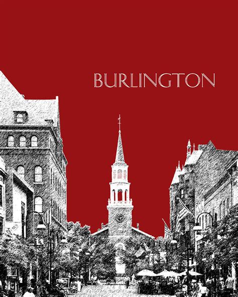 Burlington Vermont Skyline - Dk Red Digital Art by DB Artist - Fine Art America