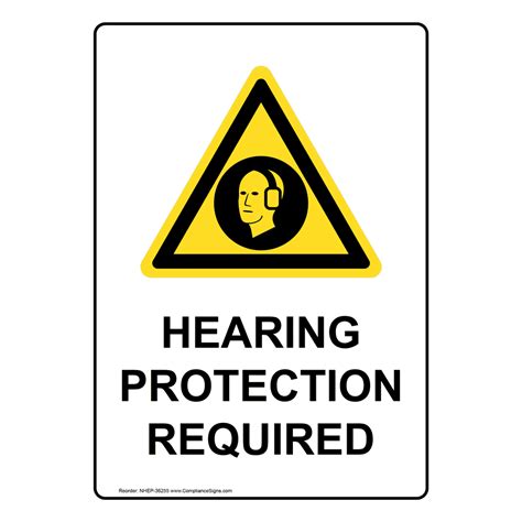 Hearing Protection Required Sign or Label - 6 Sizes