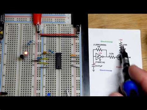 2V low power circuit NPN BJT improved 74HC14 LED flasher circuit learning electronics shorts 110 ...