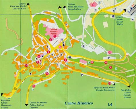 Mapa do centro histórico de Sintra | Mapa turístico, Sintra portugal, Mapa