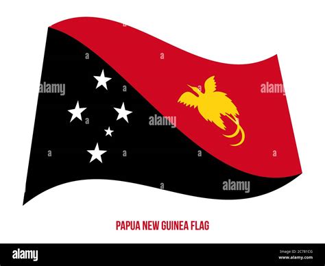 Papua New Guinea Flag Waving Vector Illustration on White Background. Papua New Guinea National ...