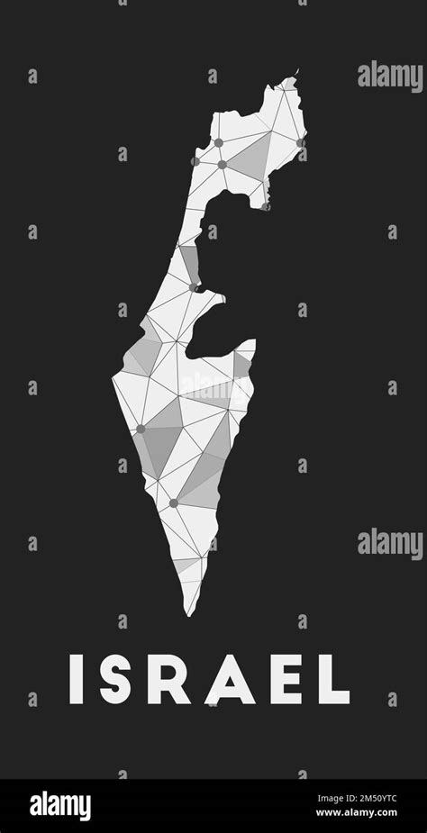 Israel - communication network map of country. Israel trendy geometric design on dark background ...