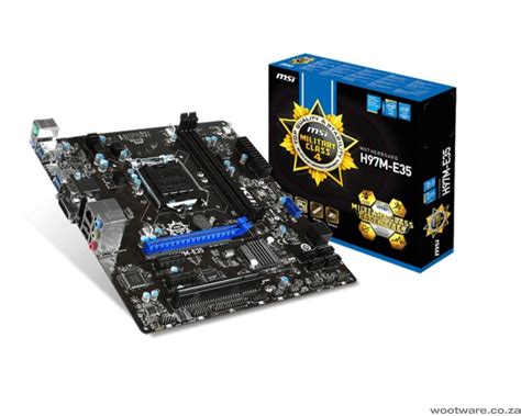 MSI H97M-E35 Series Intel H97M Express LGA1150 Micro-ATX Desktop Motherboard - Wootware