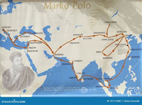 Carte Des Voyages De Marco Polo Photo éditorial - Image du asie ...