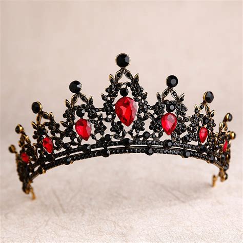 Red Crown Gothic Headdress Gorgeous Queen Crown Red Crystal | Etsy | Black tiara, Rhinestone ...