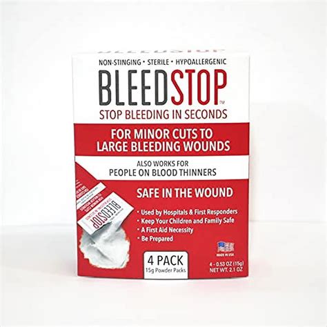 BleedStop‚Ñ¢ Emergency First Aid Blood Clotting Powder - 4 Packs, Ideal for Trauma Kit, Camping ...