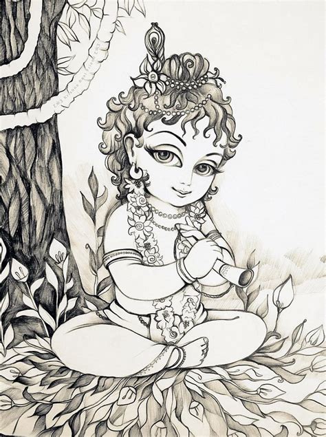 Aggregate more than 68 cartoon sketch of krishna super hot - seven.edu.vn