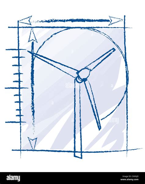 Illustration, technical drawing of a wind turbine Stock Photo - Alamy