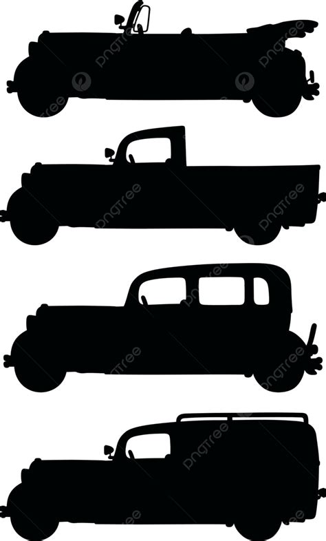 Black Silhouettes Of Vintage Cars Delivery Classic Truck Vector, Delivery, Classic, Truck PNG ...