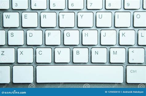 White Modern Computer Keyboard Background. Stock Photo - Image of button, electronic: 129450410