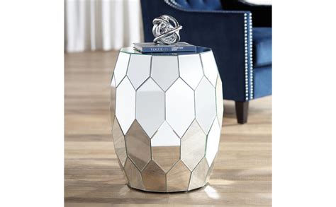 Amazon.com: Vezzena Modern Glam Mirrored Round Accent Side End Table 18" Wide Silver Catching ...