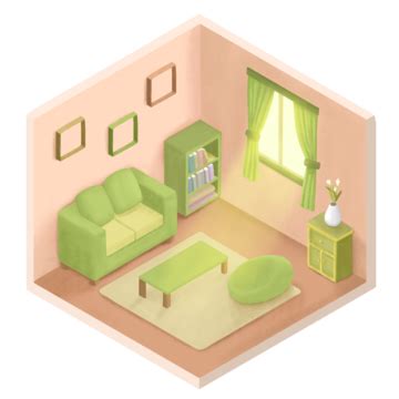 Monochrome Isometric Miniature Living Room Icon Featuring A Flat Tv And ...