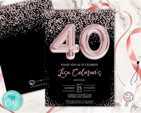 Printable 40Th Birthday Invitations