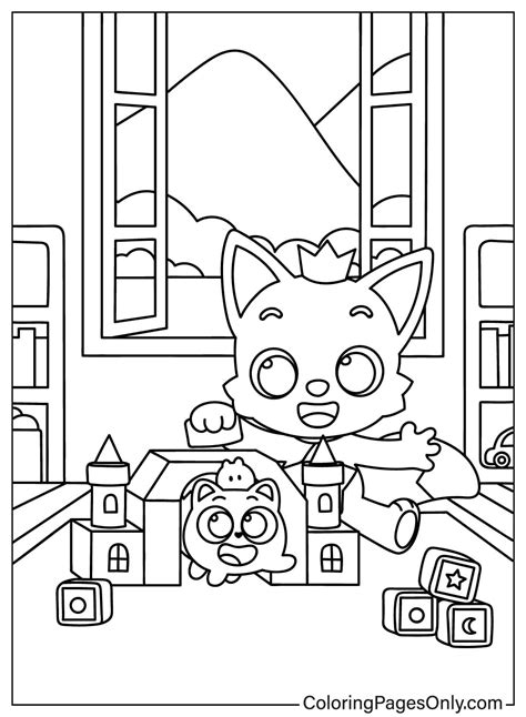 Pinkfong and Ninimo Playing Toys in the Room - Free Printable Coloring ...