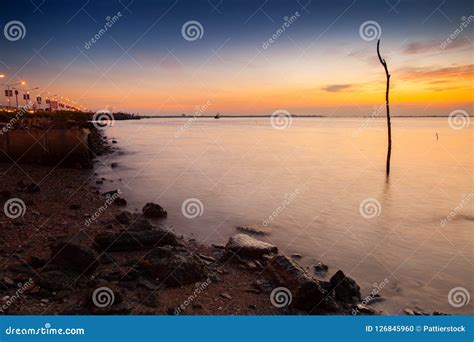 A Twilight Time after Sunset on Beach Stock Photo - Image of light ...