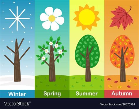 four seasons banners with trees - vector illustration, eps. Download a ...