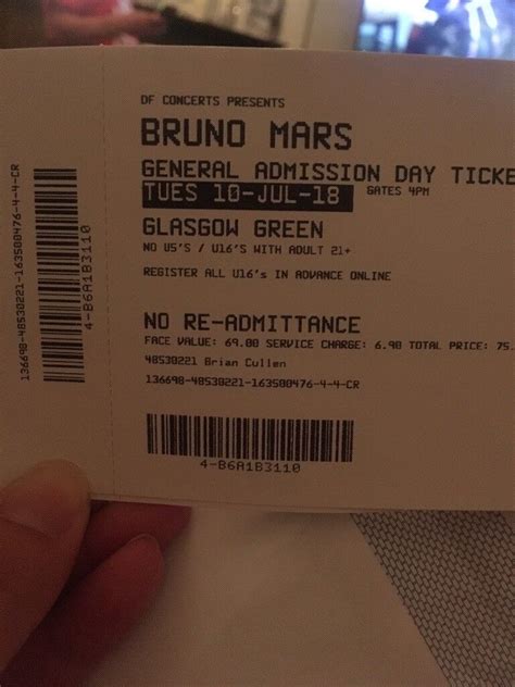 Bruno mars tickets | in Kings Park, Glasgow | Gumtree