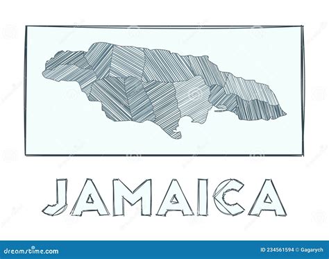 Sketch map of Jamaica. stock vector. Illustration of doodle - 234561594