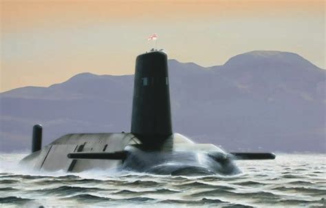 Wallpaper art, painting, drawing, submarine, HMS Vanguard in the Gareloch images for desktop ...