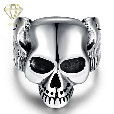 Skull Jewelry 316L Stainless Steel Cool Domineering Skeleton Male Rings ...